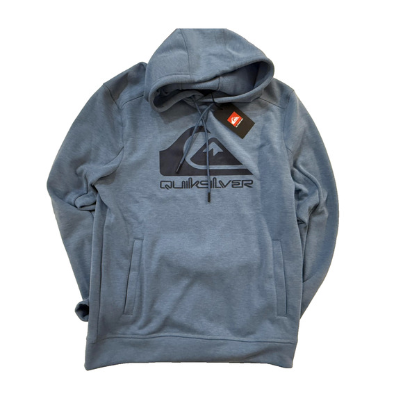 Quiksilver Hoodie Mens SM Blue Pullover Sweatshirt Logo Surf Skate Big Logo NWT - Picture 1 of 6